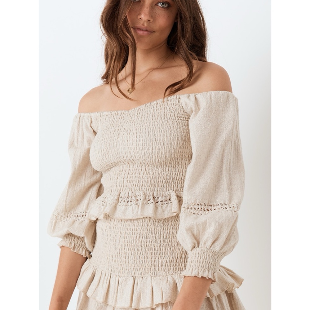 New Spell Lola Ruched Off Shoulder Top